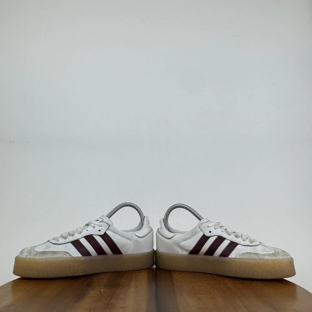 Womens Adidas Sambae White Shadow Red Leather Casual Comfort Sneakers Size 5.5 M - Picture 5 of 8